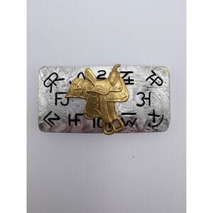 Chambers Belt Co Silver and Gold-Tone Saddle Belt Buckle